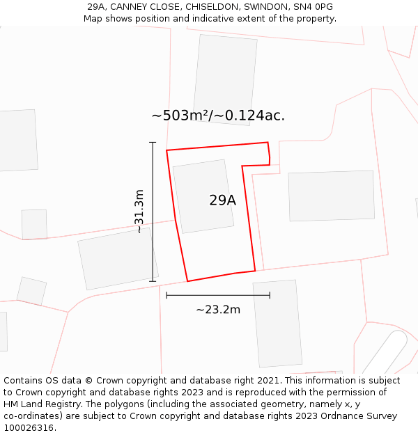 29A, CANNEY CLOSE, CHISELDON, SWINDON, SN4 0PG: Plot and title map