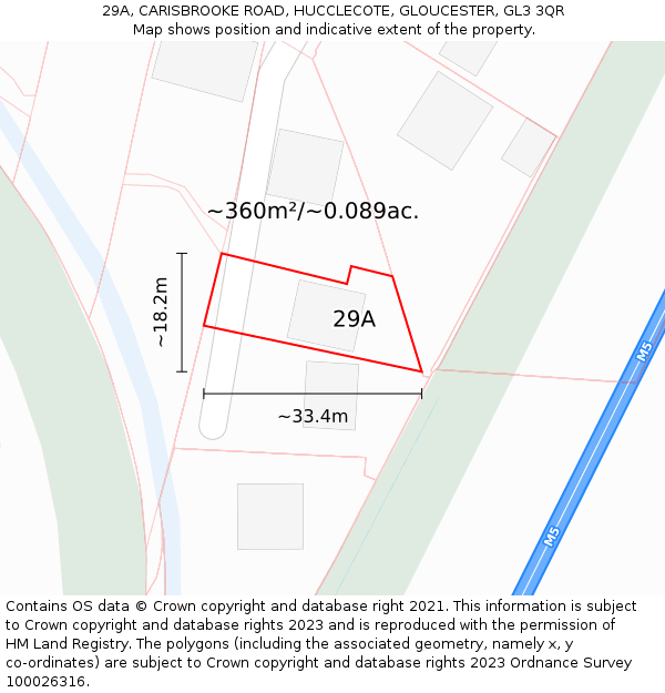 29A, CARISBROOKE ROAD, HUCCLECOTE, GLOUCESTER, GL3 3QR: Plot and title map