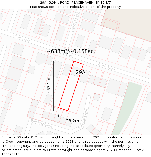 29A, GLYNN ROAD, PEACEHAVEN, BN10 8AT: Plot and title map