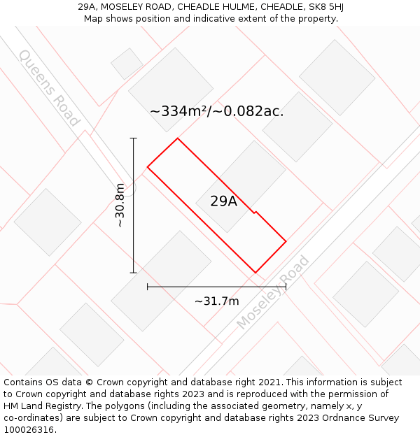 29A, MOSELEY ROAD, CHEADLE HULME, CHEADLE, SK8 5HJ: Plot and title map