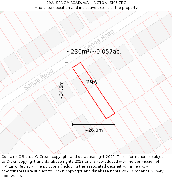 29A, SENGA ROAD, WALLINGTON, SM6 7BG: Plot and title map