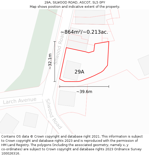 29A, SILWOOD ROAD, ASCOT, SL5 0PY: Plot and title map