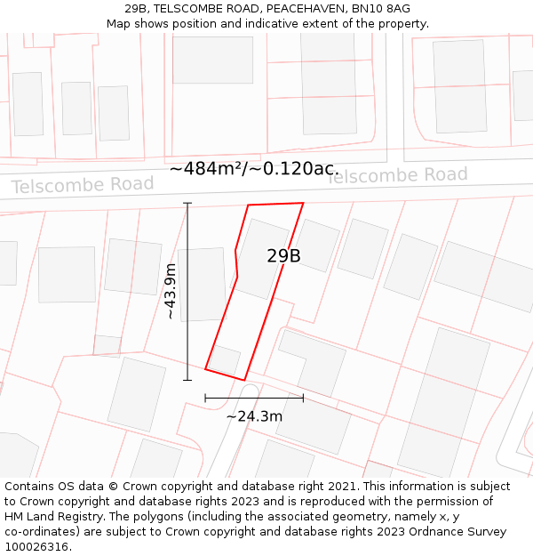 29B, TELSCOMBE ROAD, PEACEHAVEN, BN10 8AG: Plot and title map