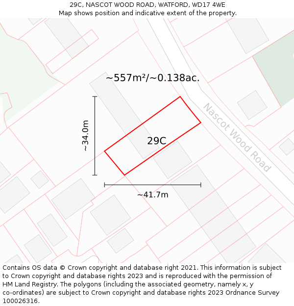 29C, NASCOT WOOD ROAD, WATFORD, WD17 4WE: Plot and title map