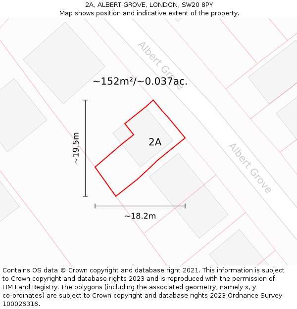 2A, ALBERT GROVE, LONDON, SW20 8PY: Plot and title map