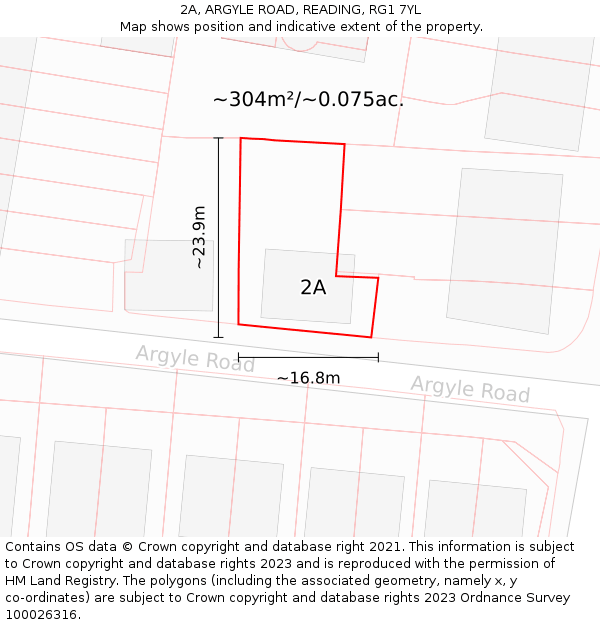 2A, ARGYLE ROAD, READING, RG1 7YL: Plot and title map