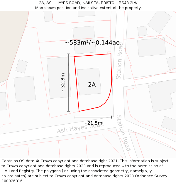 2A, ASH HAYES ROAD, NAILSEA, BRISTOL, BS48 2LW: Plot and title map