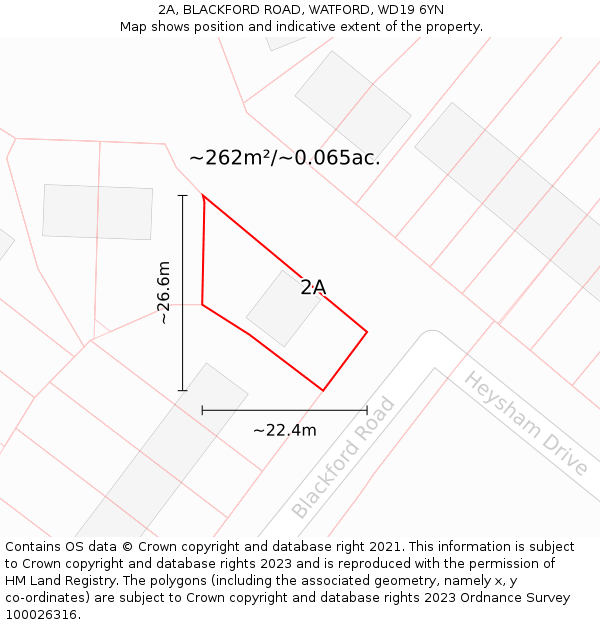 2A, BLACKFORD ROAD, WATFORD, WD19 6YN: Plot and title map