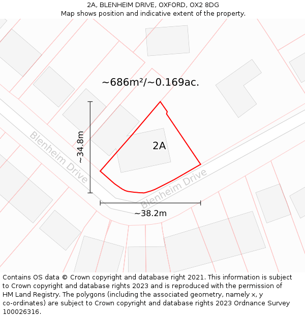 2A, BLENHEIM DRIVE, OXFORD, OX2 8DG: Plot and title map