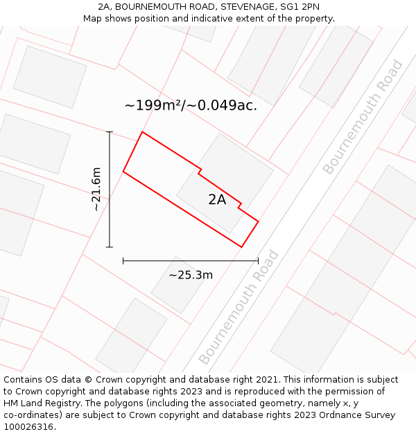 2A, BOURNEMOUTH ROAD, STEVENAGE, SG1 2PN: Plot and title map