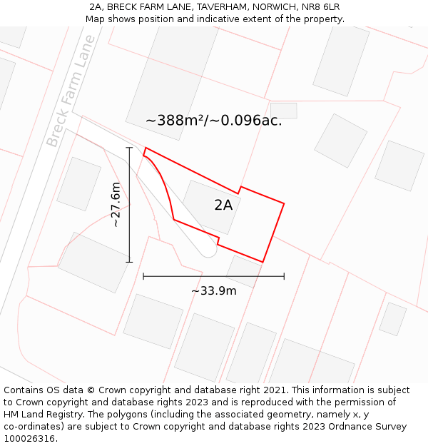 2A, BRECK FARM LANE, TAVERHAM, NORWICH, NR8 6LR: Plot and title map