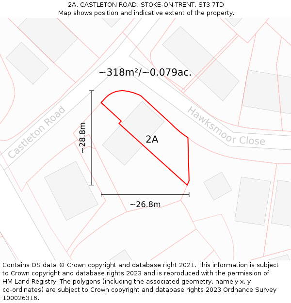 2A, CASTLETON ROAD, STOKE-ON-TRENT, ST3 7TD: Plot and title map