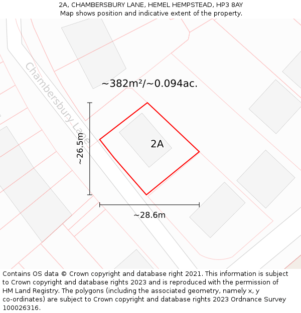 2A, CHAMBERSBURY LANE, HEMEL HEMPSTEAD, HP3 8AY: Plot and title map