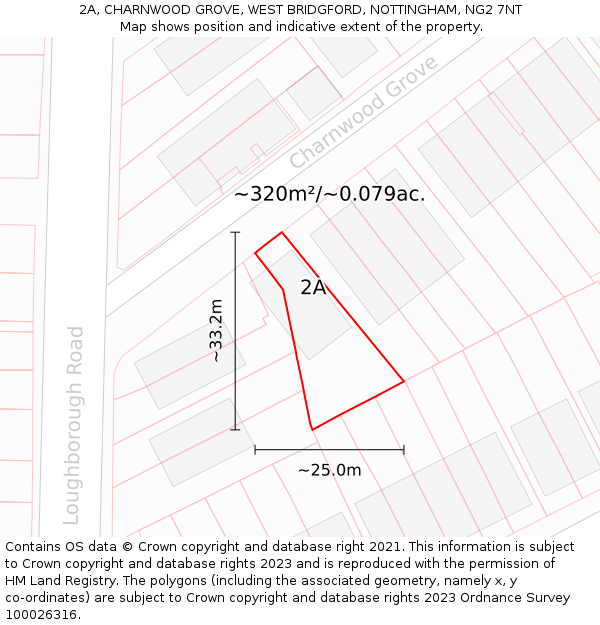 2A, CHARNWOOD GROVE, WEST BRIDGFORD, NOTTINGHAM, NG2 7NT: Plot and title map