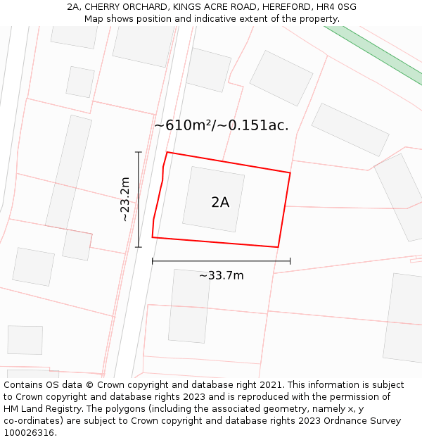 2A, CHERRY ORCHARD, KINGS ACRE ROAD, HEREFORD, HR4 0SG: Plot and title map