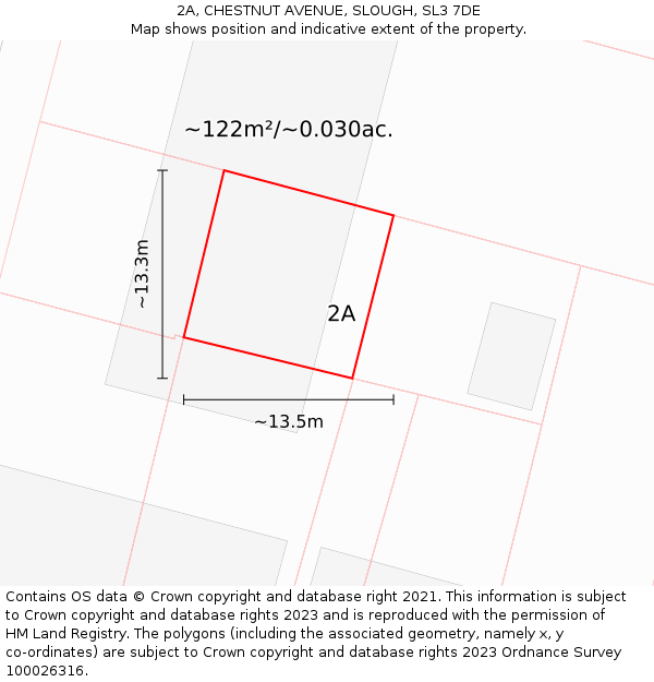 2A, CHESTNUT AVENUE, SLOUGH, SL3 7DE: Plot and title map