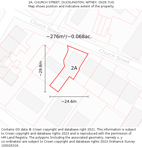 2A, CHURCH STREET, DUCKLINGTON, WITNEY, OX29 7UG: Plot and title map