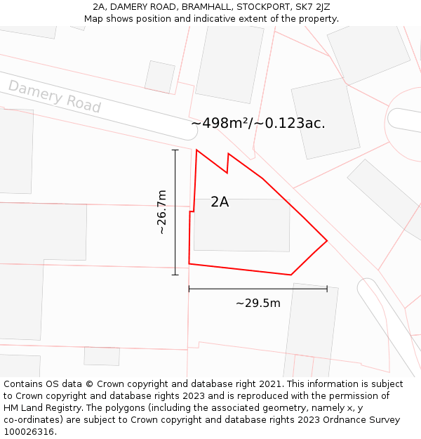 2A, DAMERY ROAD, BRAMHALL, STOCKPORT, SK7 2JZ: Plot and title map