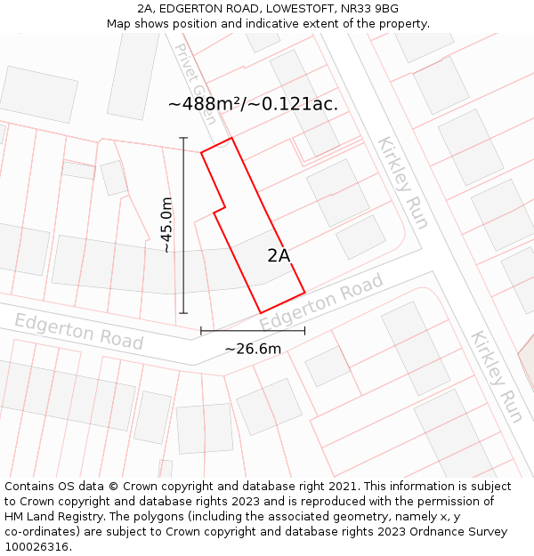 2A, EDGERTON ROAD, LOWESTOFT, NR33 9BG: Plot and title map