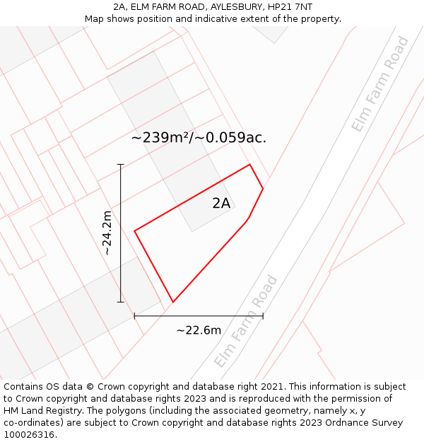 2A, ELM FARM ROAD, AYLESBURY, HP21 7NT: Plot and title map
