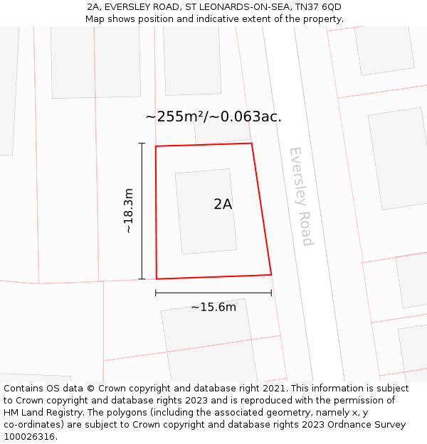 2A, EVERSLEY ROAD, ST LEONARDS-ON-SEA, TN37 6QD: Plot and title map