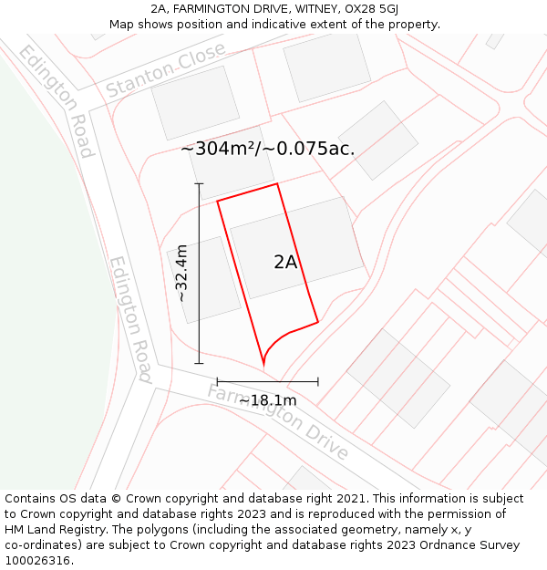 2A, FARMINGTON DRIVE, WITNEY, OX28 5GJ: Plot and title map