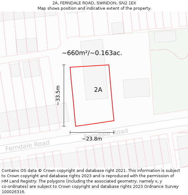 2A, FERNDALE ROAD, SWINDON, SN2 1EX: Plot and title map