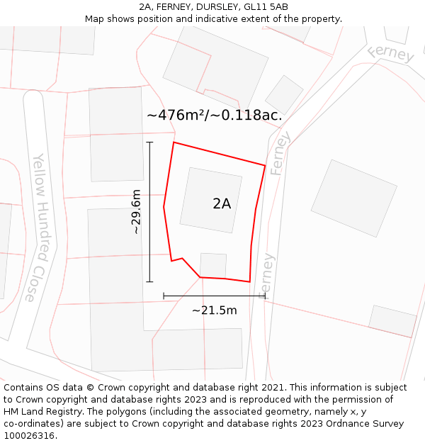 2A, FERNEY, DURSLEY, GL11 5AB: Plot and title map