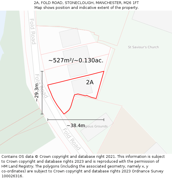 2A, FOLD ROAD, STONECLOUGH, MANCHESTER, M26 1FT: Plot and title map