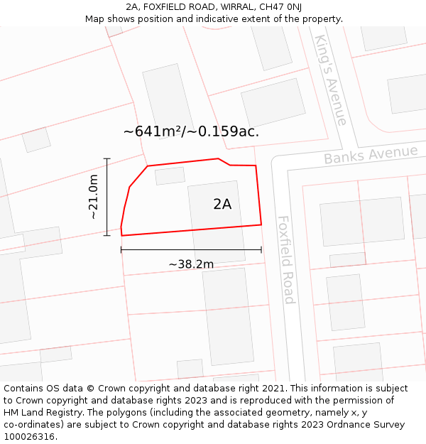 2A, FOXFIELD ROAD, WIRRAL, CH47 0NJ: Plot and title map