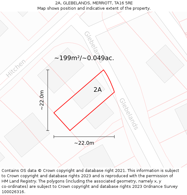 2A, GLEBELANDS, MERRIOTT, TA16 5RE: Plot and title map