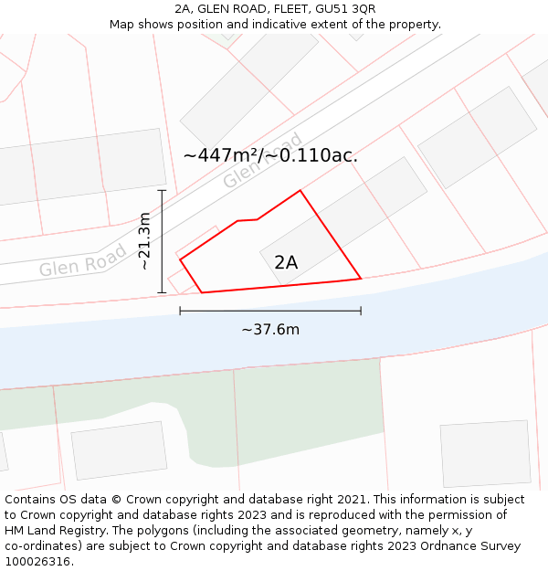 2A, GLEN ROAD, FLEET, GU51 3QR: Plot and title map