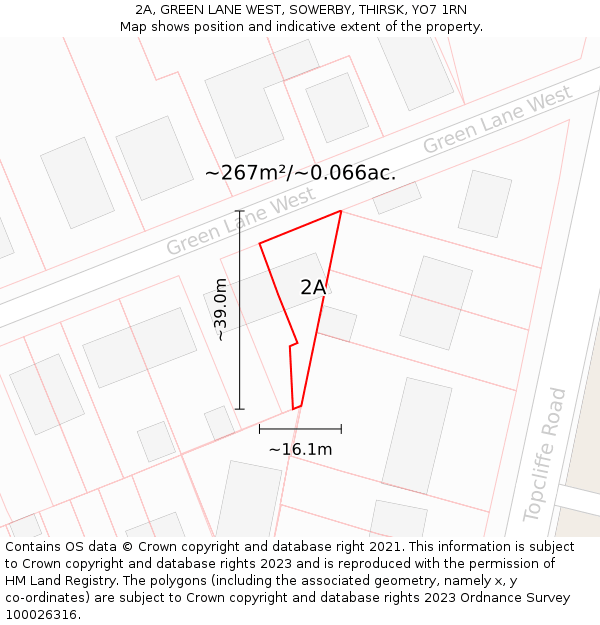 2A, GREEN LANE WEST, SOWERBY, THIRSK, YO7 1RN: Plot and title map