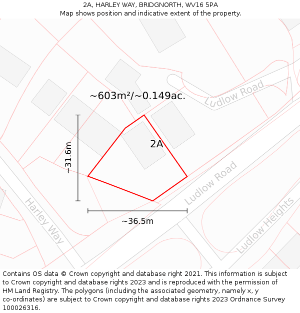 2A, HARLEY WAY, BRIDGNORTH, WV16 5PA: Plot and title map