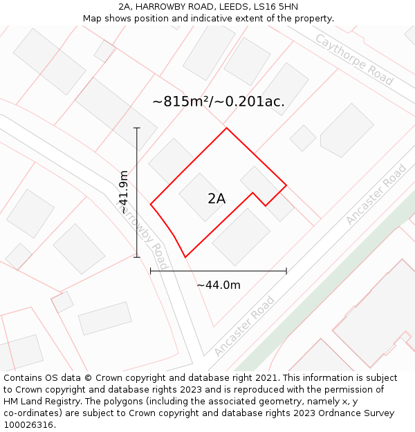 2A, HARROWBY ROAD, LEEDS, LS16 5HN: Plot and title map