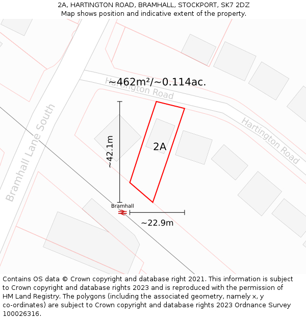 2A, HARTINGTON ROAD, BRAMHALL, STOCKPORT, SK7 2DZ: Plot and title map