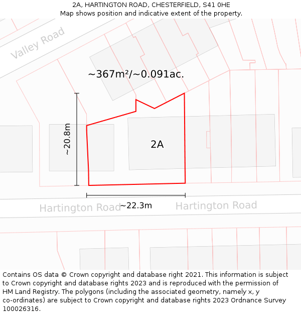 2A, HARTINGTON ROAD, CHESTERFIELD, S41 0HE: Plot and title map