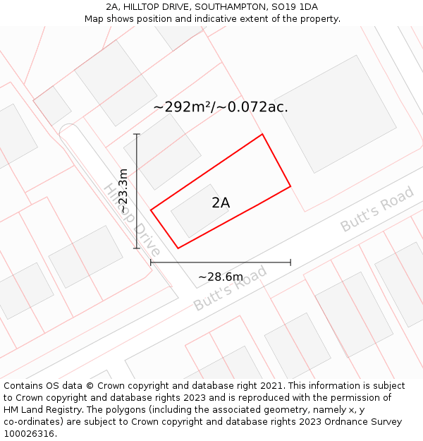 2A, HILLTOP DRIVE, SOUTHAMPTON, SO19 1DA: Plot and title map