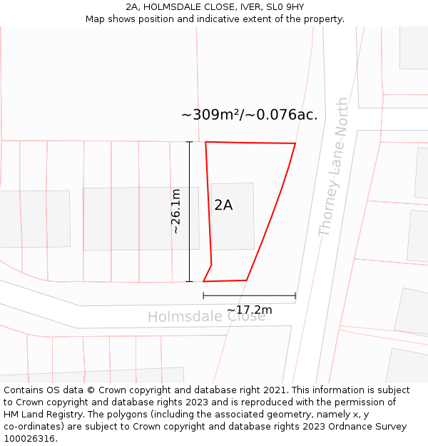 2A, HOLMSDALE CLOSE, IVER, SL0 9HY: Plot and title map