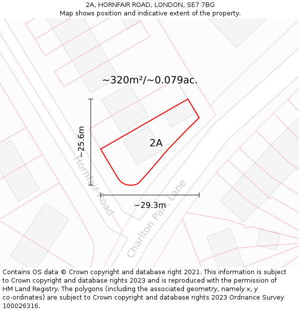 2A, HORNFAIR ROAD, LONDON, SE7 7BG: Plot and title map
