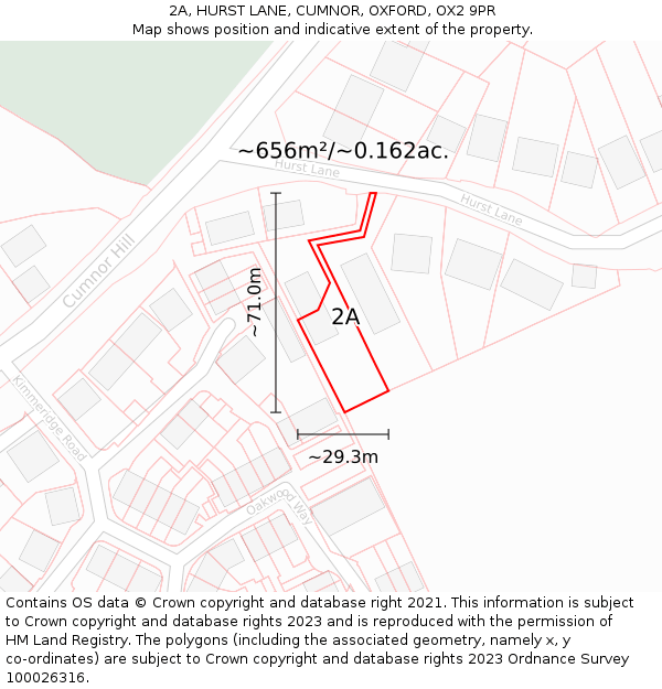 2A, HURST LANE, CUMNOR, OXFORD, OX2 9PR: Plot and title map