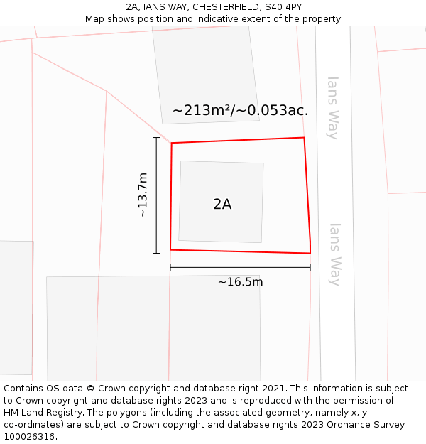 2A, IANS WAY, CHESTERFIELD, S40 4PY: Plot and title map