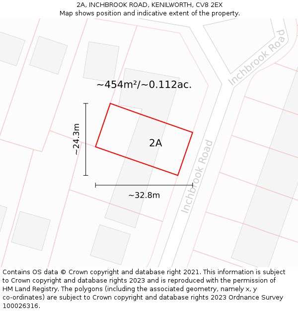 2A, INCHBROOK ROAD, KENILWORTH, CV8 2EX: Plot and title map
