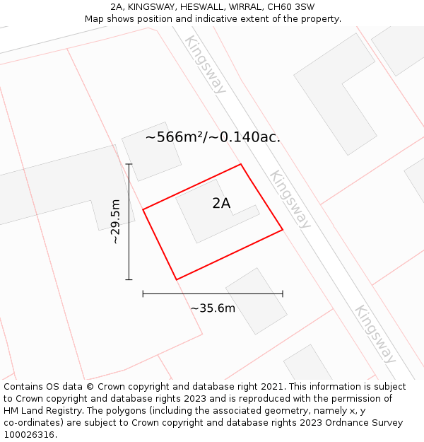 2A, KINGSWAY, HESWALL, WIRRAL, CH60 3SW: Plot and title map