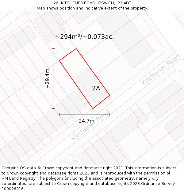 2A, KITCHENER ROAD, IPSWICH, IP1 4DT: Plot and title map