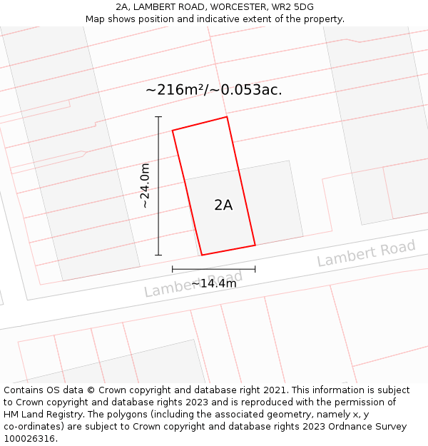 2A, LAMBERT ROAD, WORCESTER, WR2 5DG: Plot and title map