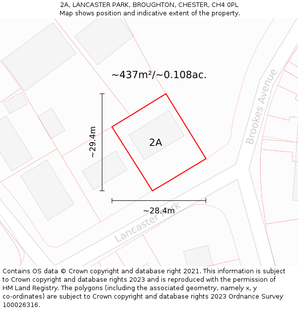 2A, LANCASTER PARK, BROUGHTON, CHESTER, CH4 0PL: Plot and title map