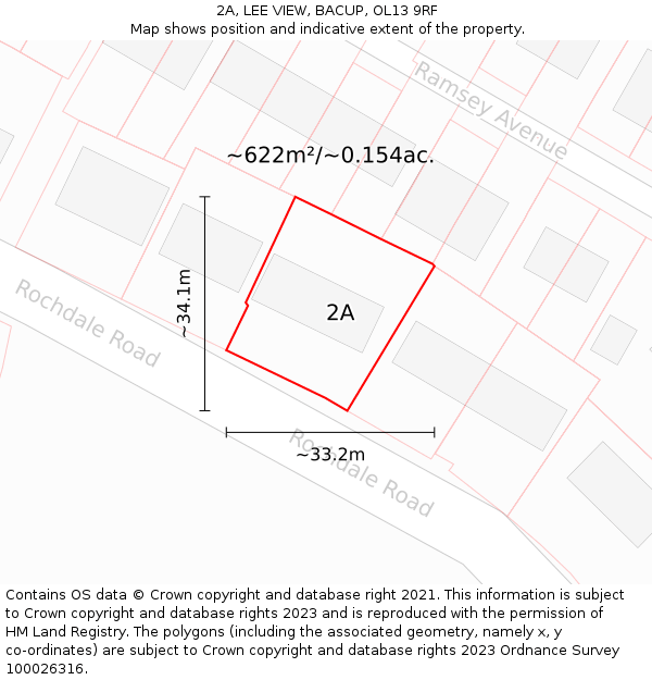 2A, LEE VIEW, BACUP, OL13 9RF: Plot and title map