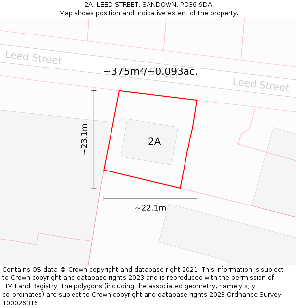 2A, LEED STREET, SANDOWN, PO36 9DA: Plot and title map