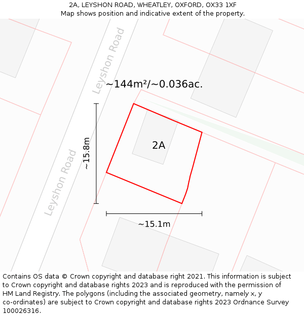 2A, LEYSHON ROAD, WHEATLEY, OXFORD, OX33 1XF: Plot and title map